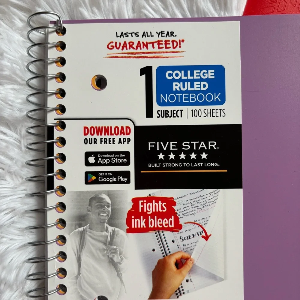 Five‎ Star College Ruled 1 Subject Notebooks Set of 2 & 1 Five Star Folder New